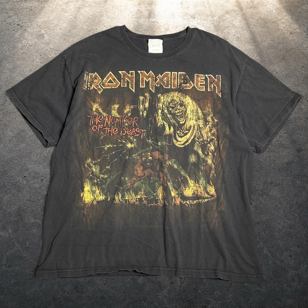 Iron Maiden Number of the Beast 2008 World Tour Graphic Tee Black XL Skater Y2K